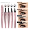 Magic Eyebrow Pencil Dark Brown, Microblading Eyebrow Pencil, 3D Waterproof Eyebrow Pencils, Long Lasting Micro 4 Fork Tip Eyebrow Pen & Natural Eyebrow Pencils for Women（Dark Brown）