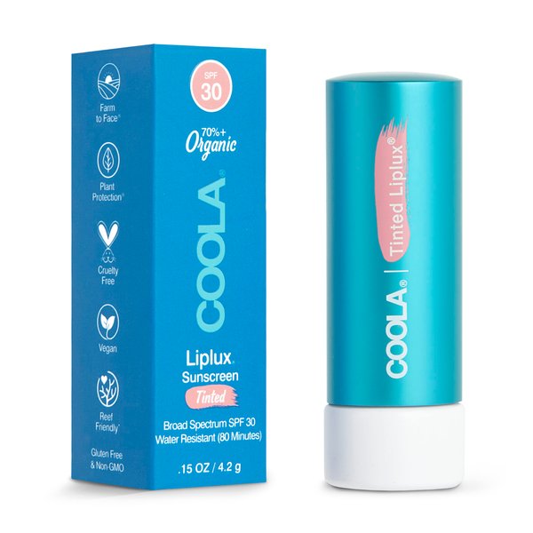 COOLA Organic Liplux Tinted Lip Balm and Sunscreen with SPF 30, Dermatologist Tested Lip Care for Daily Protection, Vegan and Gluten Free, 0.15 Oz