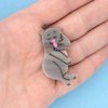 Grey Cat Hair Clips,Cellulose Acetate Hair Clips,Small Hair Clips for Girl,Pack of 2