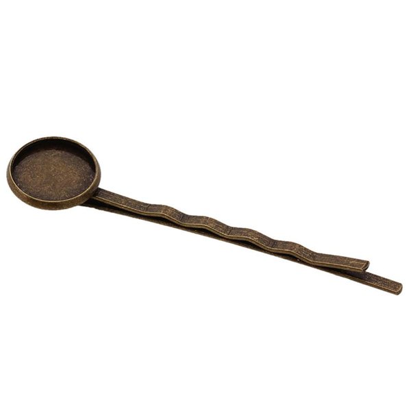 20 Pcs Metal Bobby Pins Hair Clips Hairdressing Tools with Blank Round Tray for DIY Hair Accessories Making (Antique Bronze)