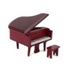 Miniature Piano for Dollhouse Furniture Upright Grand Piano with Stool Instrument 1 12 Ornament Artificial House Scene Accessories Desktop Decoration (Red)