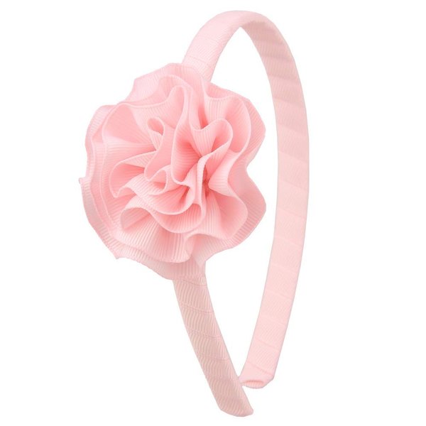 7Rainbows 1 Pcs Grosgrain Ribbon Pink Carnation Floral Headbands for Girls Toddlers Teens.