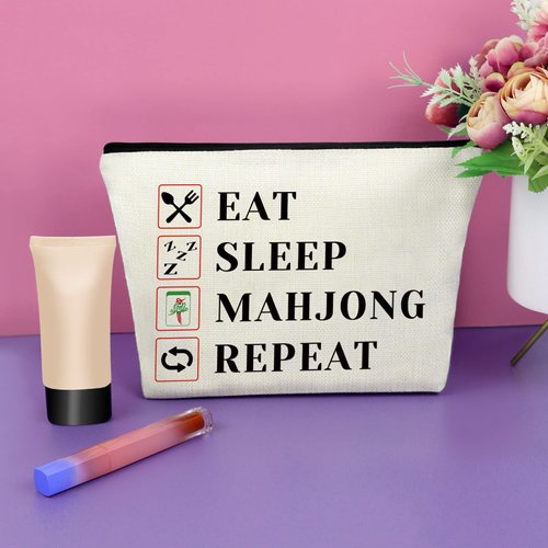 Sazuwu Mahjong Gifts for Women Mahjong Lover Gifts Makeup Bag Mahjong Game Gifts Birthday Gifts for Friend Female Cosmetic Bag Mahjong Player Gift Thanksgiving for Her Cosmetic Travel Pouch