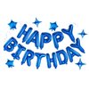 Blue Happy Birthday Balloons Banner, 3D Mylar Foil Letter Birthday Balloons with 6pcs Star Balloons, Birthday Party Decorations for Kids Boys Men Adults Birthday Party Supplies