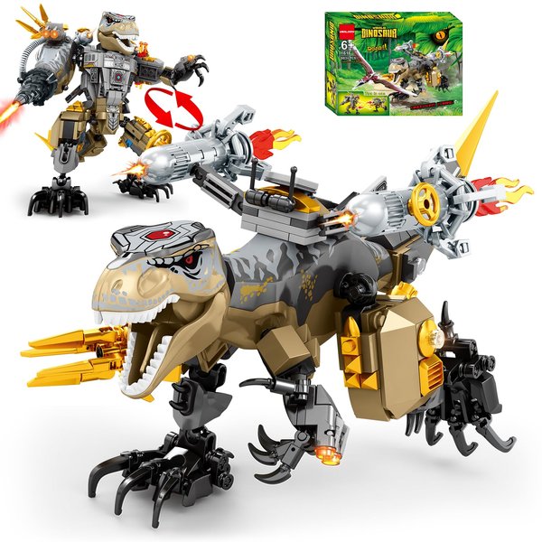 VANLINNY Dinosaur Building Blocks Toy 603 Pcs,2 in 1 Dinosaur Sets for Kids Aged 5 and Up,It Can be Transformed into T-Rex & Aeolian Pterosaur and Compatible Other Blocks,XmasToy for Boy&Girl.