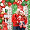 AIBIIN 140pcs Christmas Party Balloon Set, Merry Christmas Balloons with Christmas Xmas Table Skirts and Christmas Foil Fringe Tinsel Curtains for Winter Holiday Party Decorations