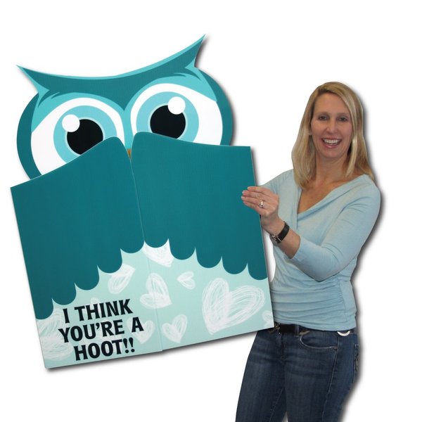 VictoryStore Jumbo Greeting Cards: Giant Valentines Day Card (Owl Cut Out) 3 feet x 4 feet Card with Envelope