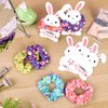 24 Pcs Easter Hair Scrunchies for Girls Women Gift Hair Ties Scrunchies with Bunny Rabbit Cards Elastic Hair Bands Cute Hair Accessories Easter Basket Stuffers Spring Easter Party Favors Easter Decor