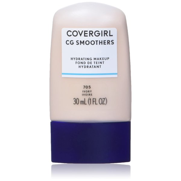 COVERGIRL Smoothers Hydrating Makeup Foundation, Natural Ivory, 1 Fl Oz, 1 Pack ,Hydrating Foundation, Cruelty Free Foundation, Liquid Foundation, Cream Foundation, Moisturizing Foundation