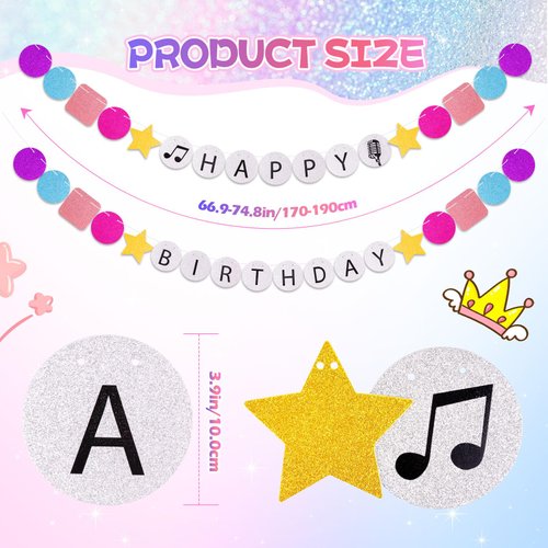 Lingdeer Birthday Party Decorations, Beaded Bracelets Shaped Happy Birthday Banner, Birthday Girl Glitter Cake Topper & Bracelets, Party Favors for Girls Women, Birthday Signs Accessories Gifts