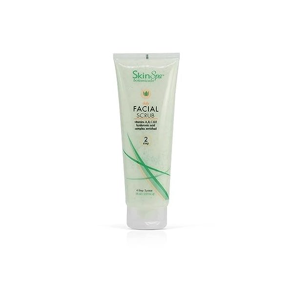 SKIN SPA - Exfoliating Face Wash Scrub, Aloe Vera 8 Oz - Exfoliates and Removes Dead Skin- Made with Pumice, Infused with Hyaluronic Acid, Amino Acids, Comfrey Extract, Retinol Vitamin A, C, E