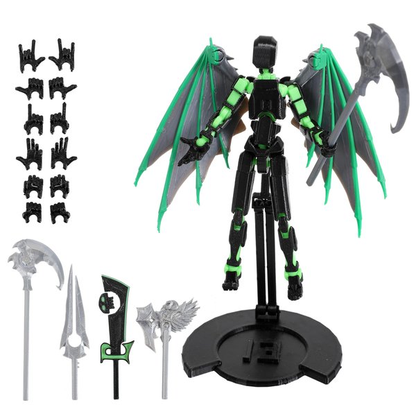 Pekuality T13 Action Figure 5.5 inch-Robo 13 Assembly Completed-3d Printed Action Figure Multi-Jointed Movable-Titan 13 Action Figure-Dummy 13 Titan 13 Toys-Gifts Desk Decoration（Green）