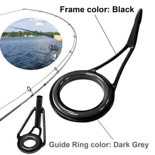 THKFISH Rod Repair Kit Rod Tip Repair Kit Ceramics Tips Stainless Steel Carbon Spinning Rod Guides Fishing Rod Repair Kit Black 35pcs