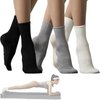 Grip Socks Women Pilates Yoga Socks Non Slip Barre Dance Hospital Running Cute Cotton Ankle Slipper Sock 3/4 Pairs (3 Pack-Black White Light grey)