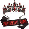 TOBATOBA Birthday Sash Birthday Crowns for Women Girls, Birthday Girl Sash and Tiara Set, Red Black Birthday Crown and Sash for Women, Princess Birthday Decorations Birthday Gifts for Girls