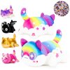 AOYINGMRWJ 61-PCS-Sheep Pierce Cat Plush +60-Stickers-Plush,Cat Plush Toys Blind Box Cat Plush Series-100% Polyester Embroidery Plush Pillow-Cute Popular Cat Plush Collectibles(Rainbow Cat Plush)
