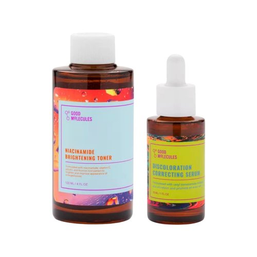 Good Molecules Blemish Scar & Discoloration Duo - Niacinamide Brightening Toner (120 ml/4 oz) and Discoloration Correcting Serum (30 ml/ 1 oz) - (Set of 2)