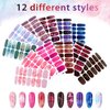 168 Pieces 12 Sheets Full Wrap Nail Polish Stickers Self Adhesive Glitter Gradient Marble Color Nail Decal Strips with Glass Nail File for Women Girls DIY Nail Craft (Lovely Style)
