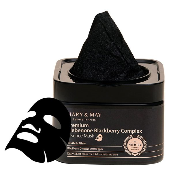 Premium Idebenone Blackberry Complex Essence Mask - Quick Dispenser Type Anti Aging Korean Face Mask Sheet - Vitamin C, Panthenol, and Ceramide for Moisturizing and Radiant Skin, 20 Sheets
