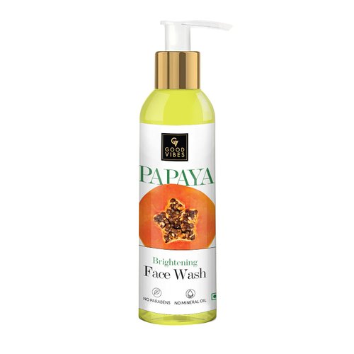 Good Vibes Papaya Brightening Face Wash | Radiant Glowing Moisturizing Anti Ageing Pore Cleansing Face Cleanser For All Skin Types | Natural, No Parabens & Mineral Oil (200 ml/6.76 Fl Oz)