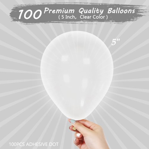 Clear Balloons 5 Inch 100 Pack, JOGAMS Mini Balloons Transparent Balloons for Baby Shower Birthday Wedding New Year Champagne Theme Party Decorations