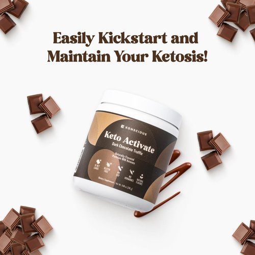 Keto Activate Dark Chocolate Truffle Exogenous Ketones Drink: Pure Keto Shake Powder with Chocolate Ketones | Jumpstart Ketosis & Boost Energy with Natural Ketones Supplements by Konscious Keto