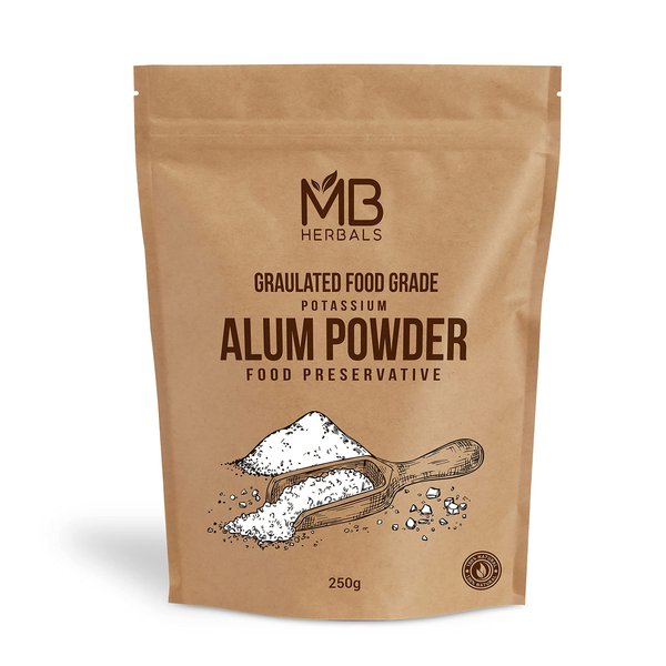 MB Herbals Alum Powder 250 Gram (8.81 oz) | Granulated Coarse Potassium Alum Powder | Food Preservative Preserving Pickles | Making Playdough | Fabric Mordant