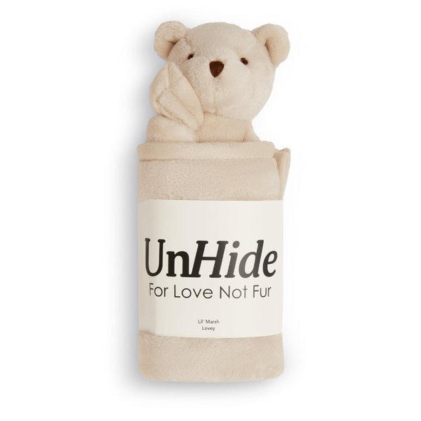UnHide Lil’ Marsh Lovey Blanket - Super Soft Baby Blanket with Stuffed Animal - Perfect for Home, Travel and On The Go - Baby Blanket Lovey 20” x 20”, Bear