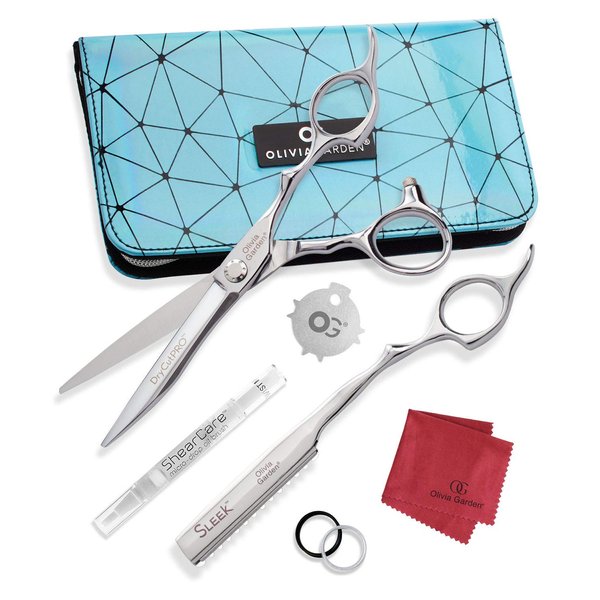 Olivia Garden DryCutPRO intro case 6" shear contains: DC-60, Sleek razor, oil pen, cleaning cloth & zipper case