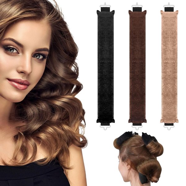 AIDUCHO Flexible Hair Curlers No Heat for Long Hair, 3PCS Soft Hair Rollers Hair Curlers to Sleep in Hair Rods for Curls Heatless Curl Rods Overnight Blowout Rods, Upgraded Hair Curling Rods with Hook