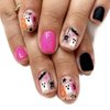 Short Square Press on Nails Halloween Fake Nails Glossy False Nails Pink Black Acrylic Nails Ghost Spider Artificial Nails Full Cover Star Bat Stick on Nails Cute Glue on Nails for Women Manicure