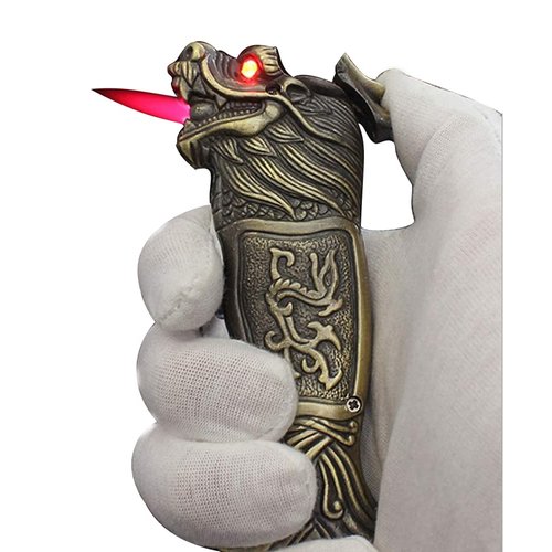 （Without Butane,Color Random） Jet Torch Lighter, Windproof Lighter Metal Dragon Tiger Design,Good for Gift, Suitable for Outdoor Camping, Sports (Dragon)