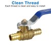 1/2 Pex Ball Valve Brass Shut Off Fitting 2 Pack Water Barb Tubing Drain with Handle