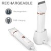 OLOV Bikini Trimmer Women - Wet/Dry Body Shaver Groomer, Replaceable Ceramic Blade Heads, USB Recharge Dock & Nosetrimmer Head Heads, Waterproof Male Hygiene Razor, White