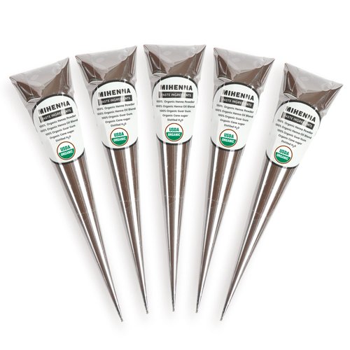 Mihenna 150g Ready to Use Paste Cone for Hair | USDA Certified Organic | Natural Hair Dye | Waterproof Long Lasting | Color Up to 2 Weeks (5 Pack)