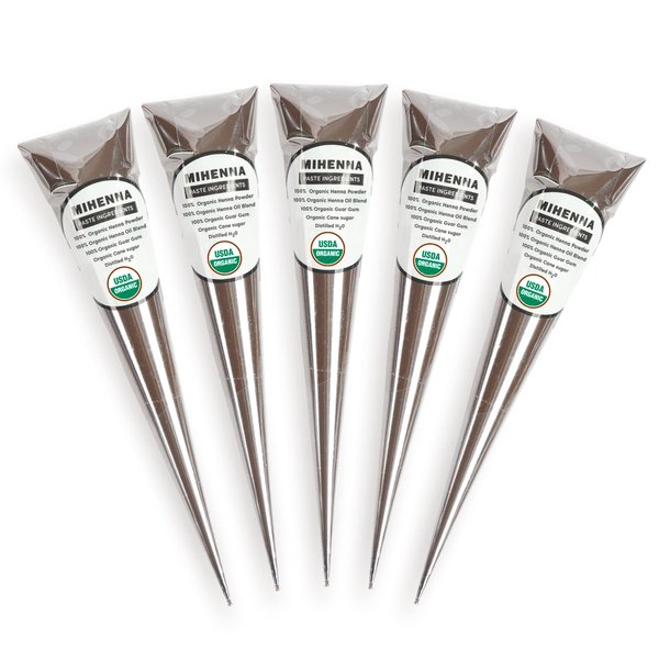Mihenna 150g Ready to Use Paste Cone for Hair | USDA Certified Organic | Natural Hair Dye | Waterproof Long Lasting | Color Up to 2 Weeks (5 Pack)