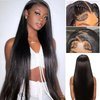 Dosacia 5x5 Straight Lace Front Wigs Human Hair HD Transparent Lace Front Wig Natural Color Brazilian Lace Closure Wig for Black Women 220% Density 30inch
