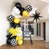 One Happy Dude Balloon Arch Garland Kit, 128Pcs 18" 12" 10" 5" Yellow Black Balloons with Checkered Foil Balloons for One Happy Dude Birthday Decorations Baby Shower Boys 1st Birthday Party Supplies