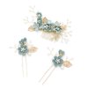 NUOBESTY Bride Clip 4 Pcs Wedding Hair Comb Rhinestones Crystal Floral Bridal Hair Clips Hair Pin Hair Jewelry for Wedding Dress Accessories (Green) Hair Accessories