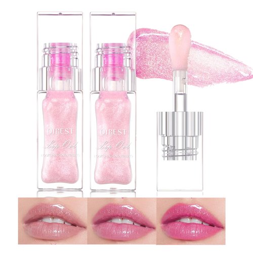 Bekoeen 2Pcs Magic Color Changing Lip Oil,Big Brush Hydrating Glimmer Lip Oil,Long Lasting Moisturizing Smooth Non-Sticky Lip Gloss Oil Lip Balm, Fresh Lip Oil Stain Girl's Lip Care
