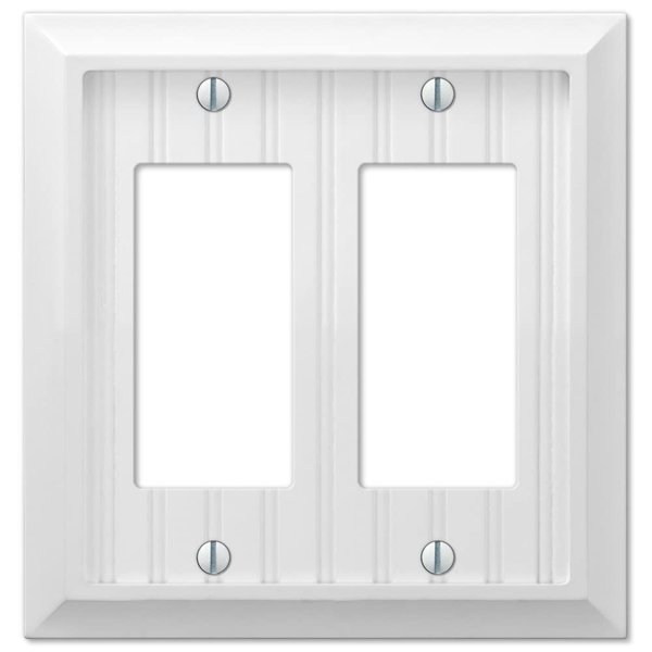 Amerelle 279RRW Cottage Wallplate, 2 Rocker, Composite Wood, White, 1-Pack