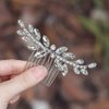 Jakawin Rhinestone Bride Wedding Hair Piece Crystal Hair Comb Bridal Hair Accessories for Women HC111 (Silver)