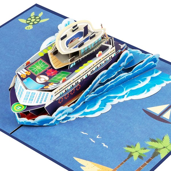 CNLITIHEKA Cruise Ship Father's Day Card, Pop Up Birthday Card, Happy Anniversary Card, Pop Up Greeting Card for All Occasion with Envelope.