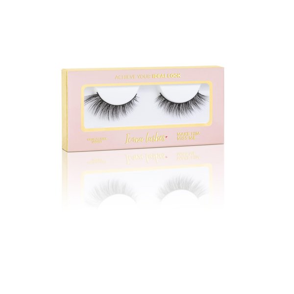 Icona Lashes False Eyelashes Pack - Fake Eyelashes Extensions - Soft, Fluffy Falsies with Tapered Ends & Professional-Grade Band - Handmade, Vegan, Reusable - Natural Black - Make Him Miss Me
