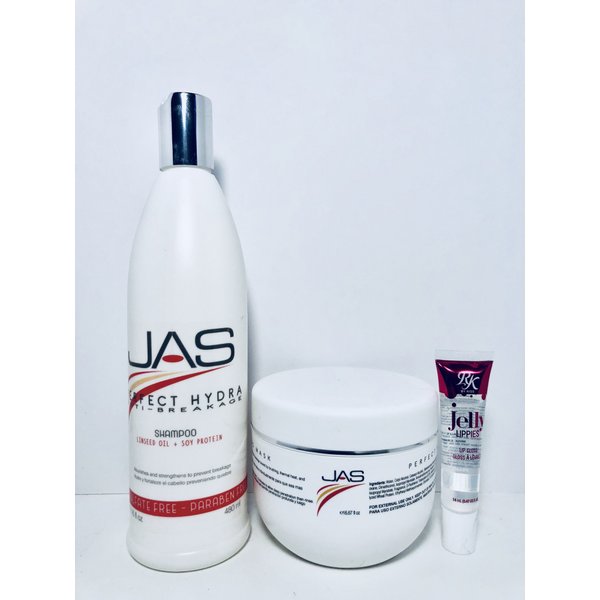 JAS Perfect Hydra Anti-breakage Shampoo and Conditioner 16 Oz With Linseed Oil + Soy Protein"Free Starry Lipgloss 10 Ml"