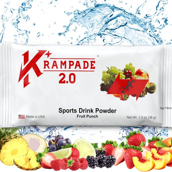Krampade Potassium Magnesium Supplement Electrolytes Powder - 50 mg Mag + 2000 mg K, 2X More Than Coconut Water | Cramp Relief | Hydration Packets