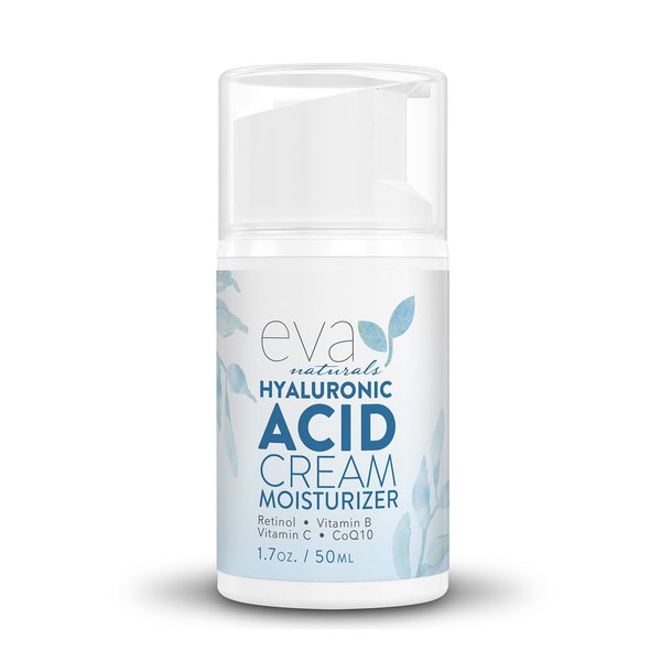 Eva Naturals Hydrating Face Cream with Hyaluronic Acid - Anti-Aging, Wrinkle Face Moisturizer for Women and Men, With Aloe Vera & Retinol For Face - Firming Day & Night Cream (1.7 Fl Oz)