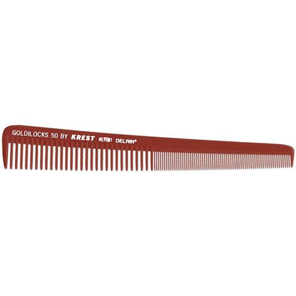 Krest Goldilocks 7.5" Burgundy Tapering Barber Comb - 12 ct
