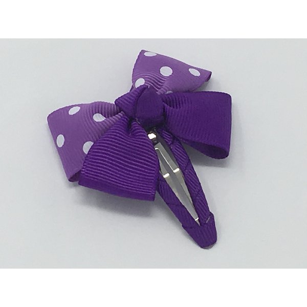 Snap Clip, Hair Bow, Purple Hair Bow, Polka Dot Hair Bow