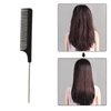 1Pc Black Rat Tail Comb Steel Pin Rat Tail Carbon Fiber Heat Resistant Teasing Combs with Stainless Steel Hair Combs Hair Care
